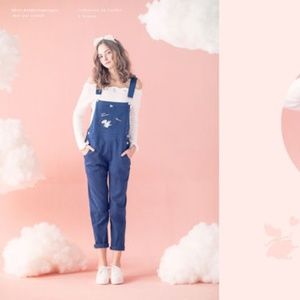 Disney Alice Denim Overall Jumpsuit Sz S